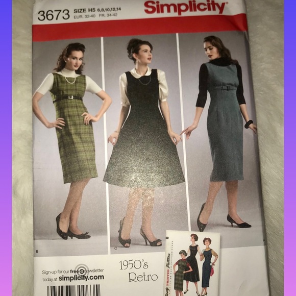 ✨SALE 3/$20✨ Simplicity sewing pattern for 1950’s retro style dresses. New&UnCUT - Picture 1 of 2